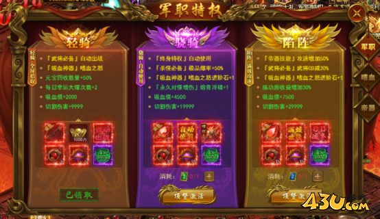 霸者天下军职特权